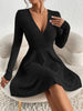 for autumn/Winter Women Knit Slim Sexy Bodycon Dress V-Neck Long Sleeve Dress Solid Casual Midi Sweater Dress