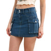 Streetwear Solid Color Cowboy Tight Skirts Women Pocket Design Sense Package Hip Slim Denim Mini Skirt Female Spring