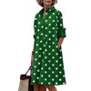 Women's Polka Dot Lapel Shirt Dress Spring Long Sleeves Loose Elegant Urban Casual Office Midi Dresses
