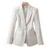 White Checkered Suit Jacket For Women Spring Autumn Small Fragrant Elegant Suit Coat Female Blazer