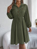 Autumn Winter Dresses for Women Casual Solid Color Button Tie Up Long Sleeved Shirt Dress Blue Green Black Red Woman Clothing
