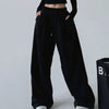 Harajuku Wide Leg Sweatpants Women Streetwear Baggy Oversize Gray Sports Pants Woman Drawstring Casual Joggers Trousers