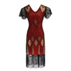 1920s Women Flapper Fringe Dress Sexy V-neck Butterfly Sleeve Sequin Banquet Party Evening Dress Ladies Vintage Gatsby Costumes