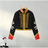Napoleon Golden Short Jacket Women Vintage Stand Collar Long Sleeve Cropped Jackets Autumn Lady Outwear High Street