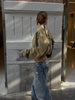 Cropped Bomber Short Jackets Women Solid Folded Hem Zipper Pockets Full Sleeves Coats Women Lady Casual Daily Street Outwear