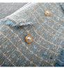 Large Size Women's Tweed Suit Spring Autumn Long Sleeve Vintage Double Breasted Tassel Loose Blazer Jacket Z888