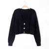 V Neck Cropped Cardigan Women Long Sleeve Twist Knitted Sweater Coats Autumn Winter Keep Warm Korean Cardigan