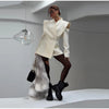Hollow Out Long Sleeve Blazer Jacket For Women Spring Solid V-neck Waist Suit Coats Office Lady Chic Outerwear