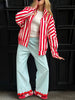 Colorful Striped Wide Leg Trousers Women Bohemian High Waist Multi-color Panelled Slim Straight Pants Lady Beachwear