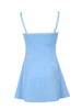 Women’s Casual Sweet Suspender A-line Dress Contrast Color U-neck Hollow Short Dress