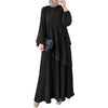 Modest Layered Plisse Patchwork Muslim Maxi Dress, Women's Lantern Sleeve Elegant Abaya, Islamic Hijab Pleated Robe Femme