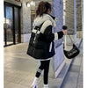 Black Medium Long Parker Cotton Jacket Women's Winter Korean Version Loose Down Cotton Splicing Hooded Coat Warm Top