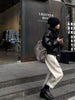 Women Casual Loose Pockets Woolen Suit Pants Autumn Winter High Waist Thicken Korean Ladies Solid Harem Trousers WP49