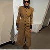 Chic Suede Women's Windbreaker Leather Patchwork Turn-Down Collar Single Breasted Waist-Closed Long Coat Autumn Lady Jacket