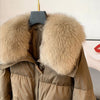 Winter Warm Goose Down Jackets Removable Fur Collar Puffer Jackets Women Thick Female Streetwear White Duck Down Jacket Coat