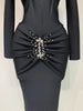 Women Sexy Sparkly Beading Bandage Dress Long Sleeve Bodycon Celebrity Party Elegant Evening Club Pary Dresses