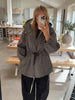 Minimalist Autumn Winter Jacket Women Coat Plaid Hooded Windbreaker Drawstring Waist Loose Mid Casual Outerwear Jacket Female