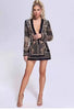 Beaded V-neck Blazers for Women Streetwear Suit Jacket Coat Outerwear Female Clothing