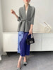 Black Tie Cardigan Design Women's Pleated Jacket Stemperament Casual Niche Three Quarter Top 2DB3365