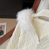 Twist Texture Fur Collar Hooded Knit Cardigan Women Winter Relaxed Slim Casual Joker Sweater Female Coat Tops