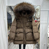 Lagabogy Winter Women's Medium-Length White Duck Down Jacket Female Thick Waist-Fitted Puffer Coat Large Real Raccoon Fur