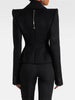 Short Black Jacket Women's Big Lapel Slim Fit Back Metal Chian Double Breasted Jacket Autumn 7A1213