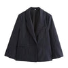 Fall/Winter Women's Street oversized pinstripe shoulder-padded loose suit jacket for women