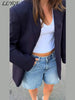 Women's Printed Tassels Blazer Loose Lapel Single Breasted Full Sleeve Female Suit Jackets Autumn Commute Outwear