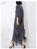 High End Pleated Maxi Dress Women V Neck Batwing Sleeves Stitching Color Tassel Elegant Dresses Ladies Clothes 2DA1641