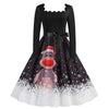 Women's Vintage Christmas Party Dress Long Sleeve Casual Print 50s 60s Elegant Year Celebration Customs