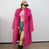 Colorful Fahionable Faux Fur Mongolian Jacket Long Tailored Collar Plush Winter Coat for Women Elegant Loose Fit Outerwear