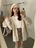 Korean Female Red Knitted Cardigan Sweater Lazy Wind Loose Cardigans Coat Spring Autumn Casual Thicken Sweater Jacket