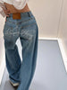Spring Blue Jeans Women Y2K Vintage High Waisted Jeans Straight Streetwear Loose Large Wide Leg Denim Pants