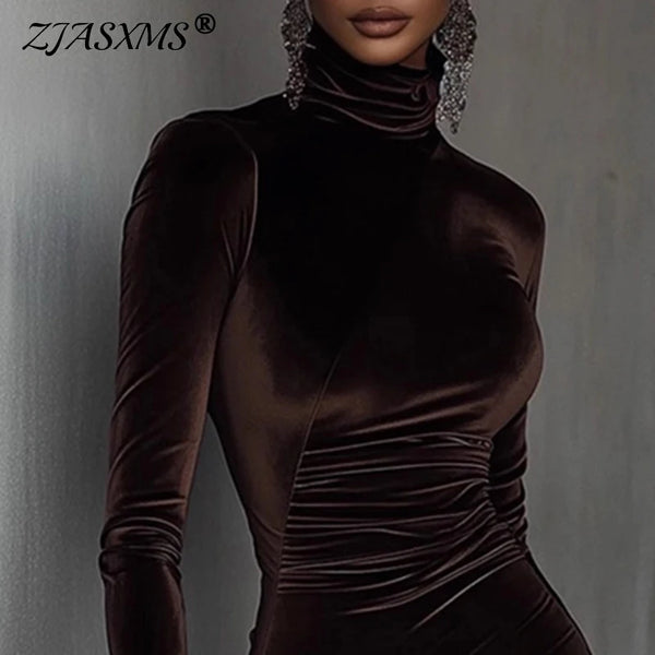 Woman Chic Solid Velvet Patchwork Lace Dress Spring Turtleneck Slim Irregular Party Dress Autumn Long Sleeve Mini Dress