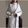 Detachable Triangle Shawl Long Puffer Coat Stand Collar Waist Tie Belt Button Solid Loose Women Coats Winter Commute Outfit