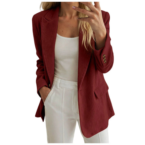 Corduroy Women Business Casual Suirt Jacket Long Sleeve Notched Lapel Casual Work Suit Jackets Light Jackets For Women Plus Size