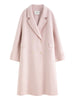 Women's Pure Wool Double Breasted Coat - Classic Mid-Length Winter Trench Warm Elegant Overcoat