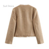 Chic Female Tweed Basic Jacket Coat Women Clothing Woolen Outerwear Long Sleeve Front Button Female Outerwear Chic Tops