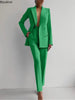 Women's Matching Sets V Neck Double Breasted Design Blazer Tops+Suit Pant Office Ladies Outfit Elegant 2 Piece Sets