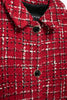 Women Vintage Red Plaid Tweed Coat Slim Turn Down Collar Long Sleeve Jacket Autumn Lady High Street Outwear