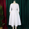 Dresses for Woman O Neck Full Sleeve Belt Waisted High Waisted Pleated A Line Ankle Length Elegant Female Birthday Gowns