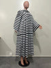 Vintage Women Striped Bowknot Collar Long Sleeve High Waist Big Swing Babydoll Maxi Long Dress Vestidos Dresses