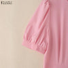 Elegant Chic Womens Tiered Midi Dresses Fabric Flower Detailed O-Neck Short Puff Sleeve Solid Color A-Line Dress Woman