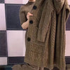 Spring Autumn Jacquard Twists Cardigan Sweater Large Size Women Long Hooded Single Breasted Knitted Cardigan Coat M-5XL