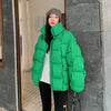 Winter Women Parkas Warm Down Cotton Coats Bubble Jacket Thick Knitted Loose Puffer Coat Stand Collar Female Outwear
