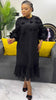 African Women's Pleated Dress Stereo Flower Loose Large Size Stretchy Temperament Long Dress Middle East Wrinkle-Free
