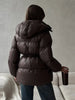 Women's Winter Jacket Hooded Drawstring Zipper Stand-Up Collar Lace Up Winter Jacket Female Loose Casual Chic Jackets For Ladies