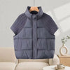 Women Stand Collar Knit Spliced Cotton Puffer Vest Drawstring Hem Loose Quilted Waistcoat Autumn Winter Casual Outerwear