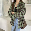 Black Flannel Shirt for Women Long Sleeve Collared Button-Up Tartan Plaid Shirt Jacket Teen-girl Casual Everyday Outfit