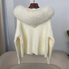 Knitwear Cardigan Women Spring Knitted Jacket Female Autumn Hooded Real Fox Fur Coat Natural Short Fur Coat Casual